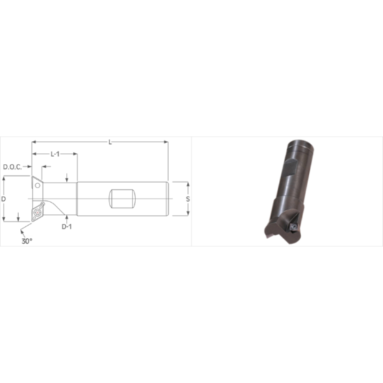 Picture of K-Tool DT-1075 Milling Cutter 30.0° 1.000 Cutter Diameter 0.750 Weldon