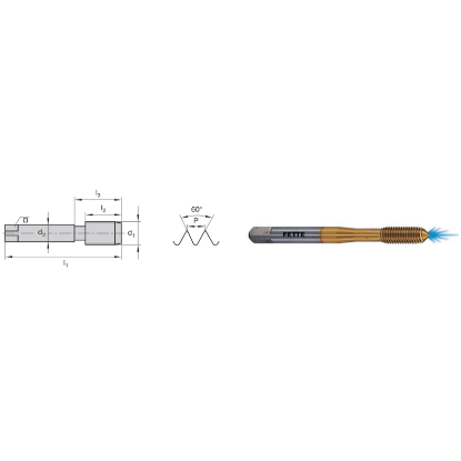 Picture of LMT FETTE 1401476 1/2-20.00TPI Roll Form Mod Bottom 2.0P-3.0P HSSE-Powder Metal TiCN +