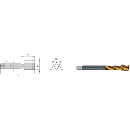 Picture of LMT FETTE 9116566 1/4-28.00TPI Cut Spiral Flute Mod Bottom 2.0P-3.0P HSSE-Powder Metal TiCN +