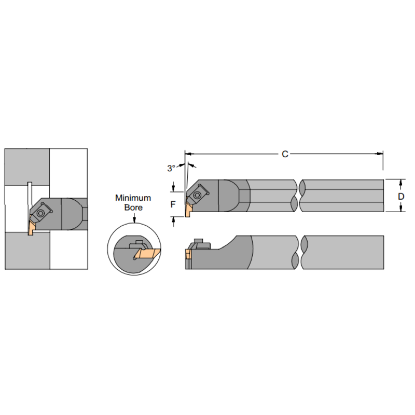 Picture of HORIZON C12-TER2 Grooving,Threading Boring Bar Top Notch 0.750 Shank Size 2