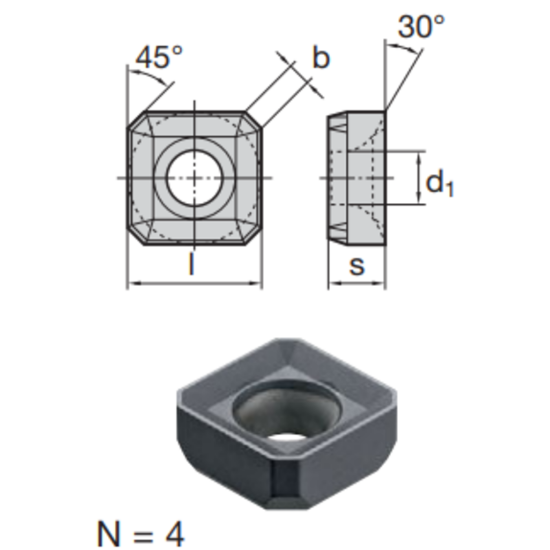 Picture of LMT FETTE SNKX 1205 AN-T LC240T Milling Insert Square