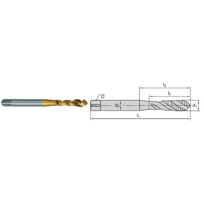 Picture of LMT FETTE 1400943 M8-1.25MM Cut Spiral Flute Bottoming 1.5P-2.5P HSSE-Powder Metal TiCN +