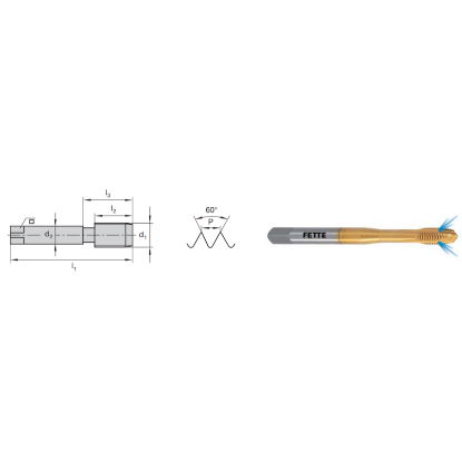 Picture of LMT FETTE 1401393 5/8-18.00TPI Cut Spiral Point Plug 3.5P-5.0P HSSE-Powder Metal TiCN +
