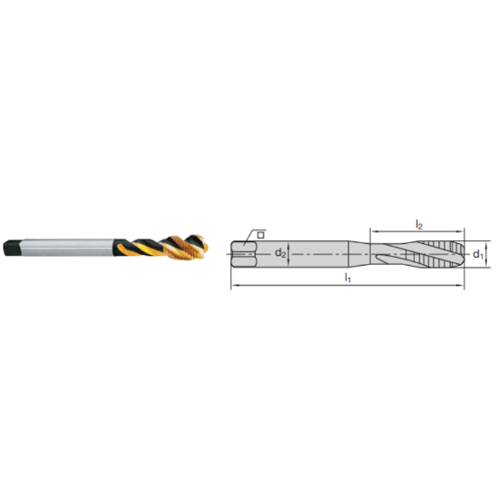 Picture of LMT FETTE 1402558 M16-1.50MM Cut Spiral Flute Mod Bottom 2.0P-3.0P HSSE-Powder Metal TiCN +