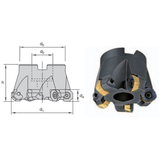 Picture of LMT FETTE FCT45 O06.500AD Milling 45.0°, Button Cutter, Feed Mill Milling Cutter 5.000 Cutter Diameter