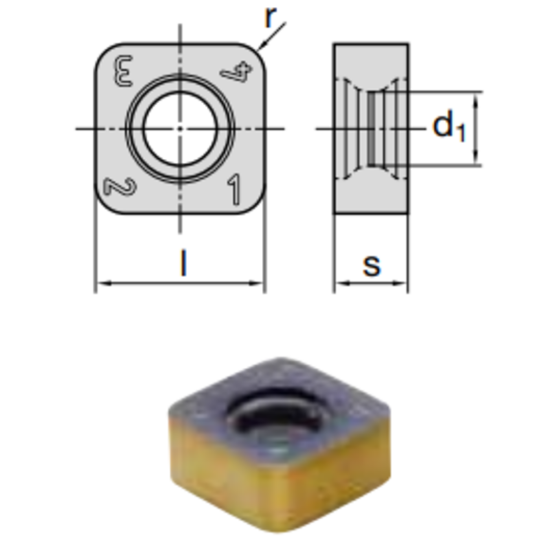 Picture of LMT FETTE SNKQ 120520SN LCK10M INDEXABLE Milling Insert Square