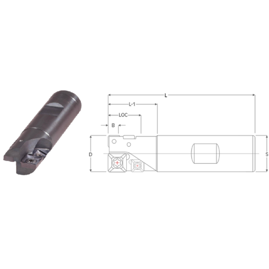 Picture of K-Tool DMTL-100 Milling Cutter 90.0°, Corn Cob 1.000 Cutter Diameter 1.000 Weldon
