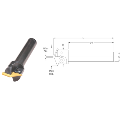 Picture of K-Tool SDCS-1352L 135° Spot Drill - 2 Flutes Effective - Must be held in a Collet Milling Cutter 1.600 Cutter Diameter 1.000 Round