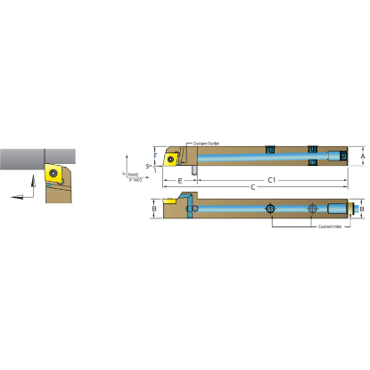 Picture of DORIAN ASCNCL08-3A 80.0° Swiss Square 0.500 Shank 4.000 OAL