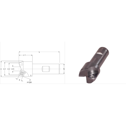 Picture of K-Tool A-5763 Milling Cutter 30.0° 2.250 Cutter Diameter 1.000 Weldon