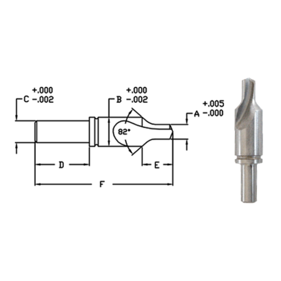 Picture of LINK 55-L2-190 #6 English 82D SED HSS Screw Countersink