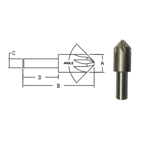 Picture of LINK 91-CO-572 3/4 OD 60° 6-Flute Cobalt Countersink