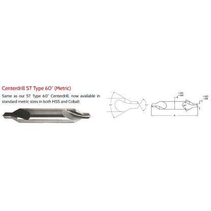 Picture of LINK T5-TN-099 8ST Type DED Powder Metal T-15 HSS Center Drill , TIN Coated