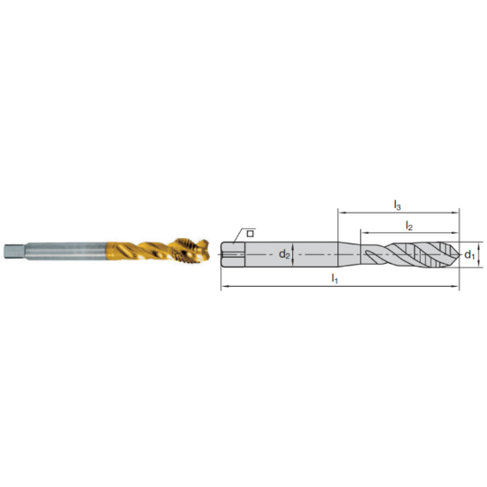 Picture of LMT FETTE 1400949 M20-2.50MM Cut Spiral Flute Bottoming 1.5P-2.5P HSSE-Powder Metal TiCN +