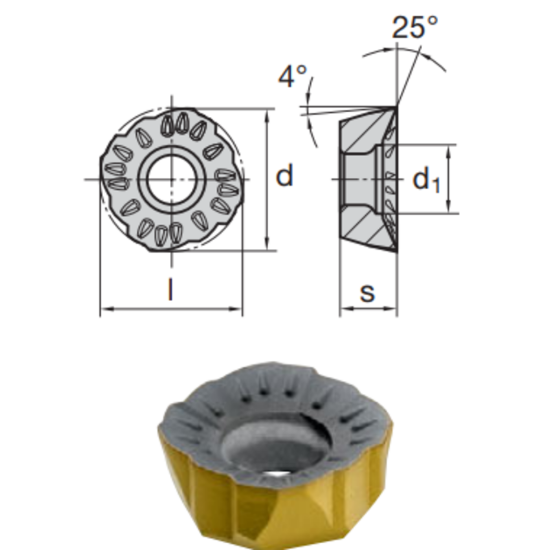 Picture of LMT FETTE XOKX 1606 ZD-TR LCP25M Milling Insert Square