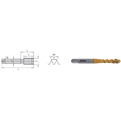 Picture of LMT FETTE 1400891 M20-1.50MM Cut Spiral Flute Mod Bottom 2.0P-3.0P HSSE-Powder Metal TiCN +