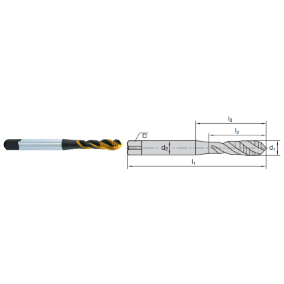 Picture of LMT FETTE 1401164 7/8-14.00TPI Cut Spiral Flute Mod Bottom 2.0P-3.0P HSSE-Powder Metal TiCN +