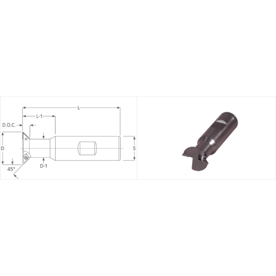 Picture of K-Tool DT-6250 Milling Cutter 45.0° 0.625 Cutter Diameter 0.500 Weldon