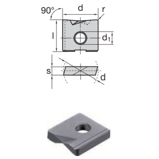 Picture of LMT FETTE WPV 25-CF LW610F Milling Insert Flat Bottom