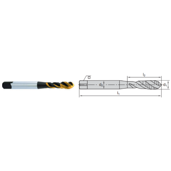 Picture of LMT FETTE 1401062 1-3/8-6.00TPI Cut Spiral Flute Mod Bottom 2.0P-3.0P HSSE-Powder Metal TiCN +