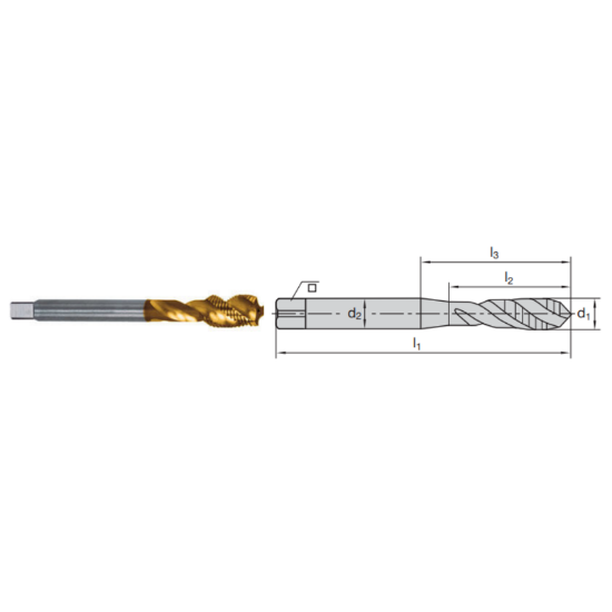 Picture of LMT FETTE 1401131 1-1/8-12.00TPI Cut Spiral Flute Mod Bottom 2.0P-3.0P HSSE-Powder Metal TiCN +