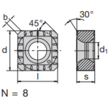 Picture of LMT FETTE SNKU 1205AN-TR LCK10M Milling Insert Square