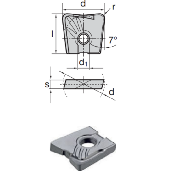 Picture of LMT FETTE WPB 25 AF 10 LCPK15M Milling Insert Back Draft