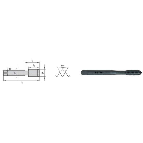 Picture of LMT FETTE 9104900 5/8-11.00TPI Cut Spiral Flute Mod Bottom 2.0P-3.0P HSSE Oxide +