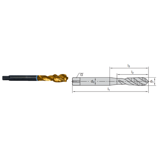 Picture of LMT FETTE 9117753 5/16-24.00TPI Cut Spiral Flute Mod Bottom 2.0P-3.0P HSSE-Powder Metal TiCN +