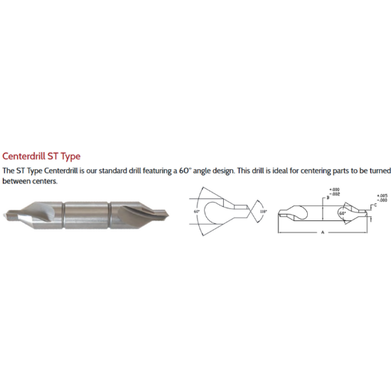 Picture of LINK 20-T5-098 7ST Type DED Powder Metal T-15 HSS Center Drill