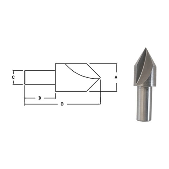 Picture of LINK 90-L2-553 3/4 OD 82° Single Flute HSS Chamfer