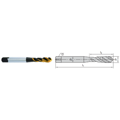 Picture of LMT FETTE 1401056 5/8-11.00TPI Cut Spiral Flute Mod Bottom 2.0P-3.0P HSSE-Powder Metal TiCN +