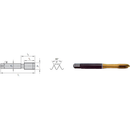Picture of LMT FETTE 9117810 5/8-18.00TPI Cut Spiral Flute Mod Bottom 2.0P-3.0P HSSE-Powder Metal TiCN +