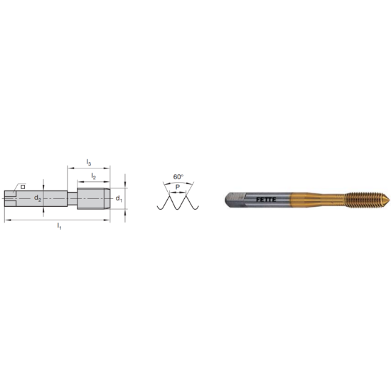 Picture of LMT FETTE 1401491 5/8-11.00TPI Roll Form Mod Bottom 2.0P-3.0P HSSE-Powder Metal TiCN +