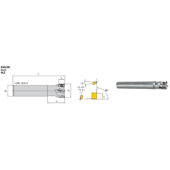 Picture of LMT FETTE EMU90A17.100SEI Milling 90.0°, End Mill Milling Cutter 1.000 Cutter Diameter