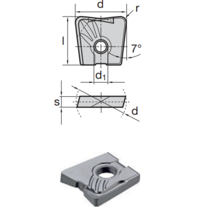 Picture of LMT FETTE WPB 10 AF 10 LCHK10M Milling Insert Back Draft