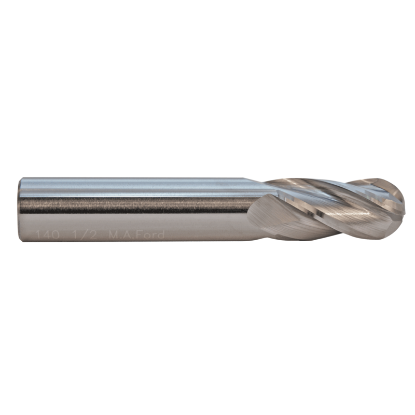 Picture of M.A. FORD 14086620 DIA 22MM SH 0.8661 LOC 1.5748 OAL 4.0157 End Mill Standard Flute Standard Helix Carbide Uncoated Single End Ball Nose TuffCut® GP