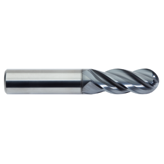 Picture of M.A. FORD 27975010BW DIA 3/4 SH 0.7500 LOC 1.50 OAL 4.00 End Mill Standard Flute Variable Helix Carbide AlTiN Single End Ball Nose TuffCut® XT