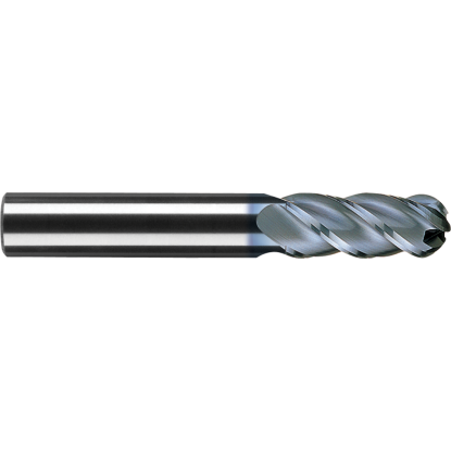 Picture of ROBBJACK B-440-24-T DIA 3/4 SH 0.7500 LOC 1.50 OAL 4.00 End Mill Standard Flute Standard Helix Carbide TiN Single End Ball Nose