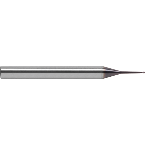 Picture of ROBBJACK MDM-203-0.8 DIA 0.80MM SH 0.2362 LOC 0.0315 OAL 2.480 End Mill Standard Flute Standard Helix Carbide Uncoated Single End Ball Nose
