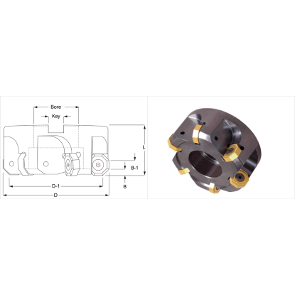 Picture of K-Tool HDOC-5000 Milling Cutter 45.0° 5.000 Cutter Diameter 1.500 Face Mill