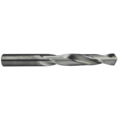 Picture of M.A. FORD 20468750T Carbide Drill Solid Carbide 118° 0.687 Dia 0.687 Shank 5.500 OAL 2 Flute 3.625 Flute Length Carbide TiN