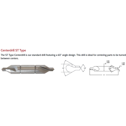 Picture of LINK T5-TL-097 6ST Type DED Powder Metal T-15 HSS Center Drill , TIALN Coated