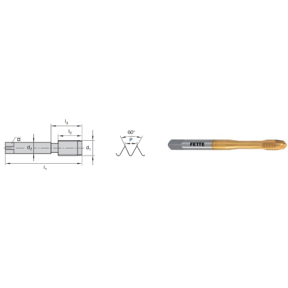 Picture of LMT FETTE 1400983 1-1/4-7.00TPI Cut Spiral Point Plug 3.5P-5.0P HSSE-Powder Metal TiCN +