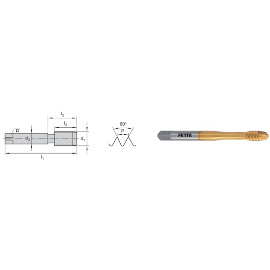 Picture of LMT FETTE 1400983 1-1/4-7.00TPI Cut Spiral Point Plug 3.5P-5.0P HSSE-Powder Metal TiCN +