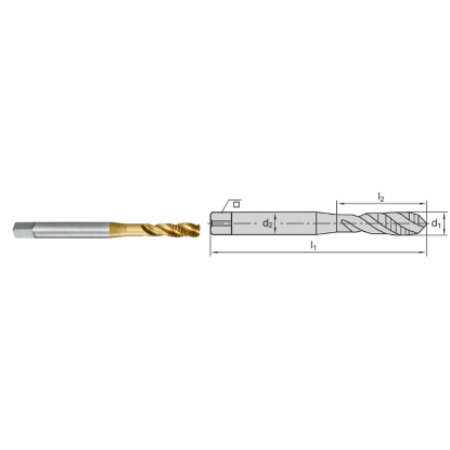 Picture of LMT FETTE 1401045 1-8.00TPI Cut Spiral Flute Bottoming 1.5P-2.5P HSSE-Powder Metal TiCN +