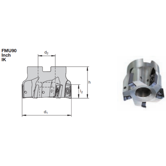 Picture of LMT FETTE FMU90A17.200AAI Milling 90.0°, Face Mill Cutter 2.000 Cutter Diameter