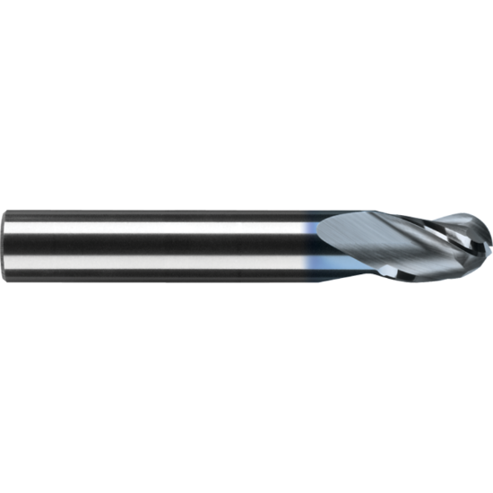 Picture of ROBBJACK B-300-20-T DIA 5/8 SH 0.6250 LOC 0.8750 OAL 3.50 End Mill Standard Flute Standard Helix Carbide TiN Single End Ball Nose