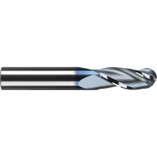 Picture of ROBBJACK BX-333-32-T DIA 1 SH 1.00 LOC 4.00 OAL 6.50 End Mill Standard Flute Standard Helix Carbide TiN Single End Ball Nose
