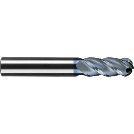 Picture of ROBBJACK MB-440-20-A DIA 20MM SH 0.7874 LOC 1.4961 OAL 4.0945 End Mill Standard Flute Standard Helix Carbide AlTiN Single End Ball Nose
